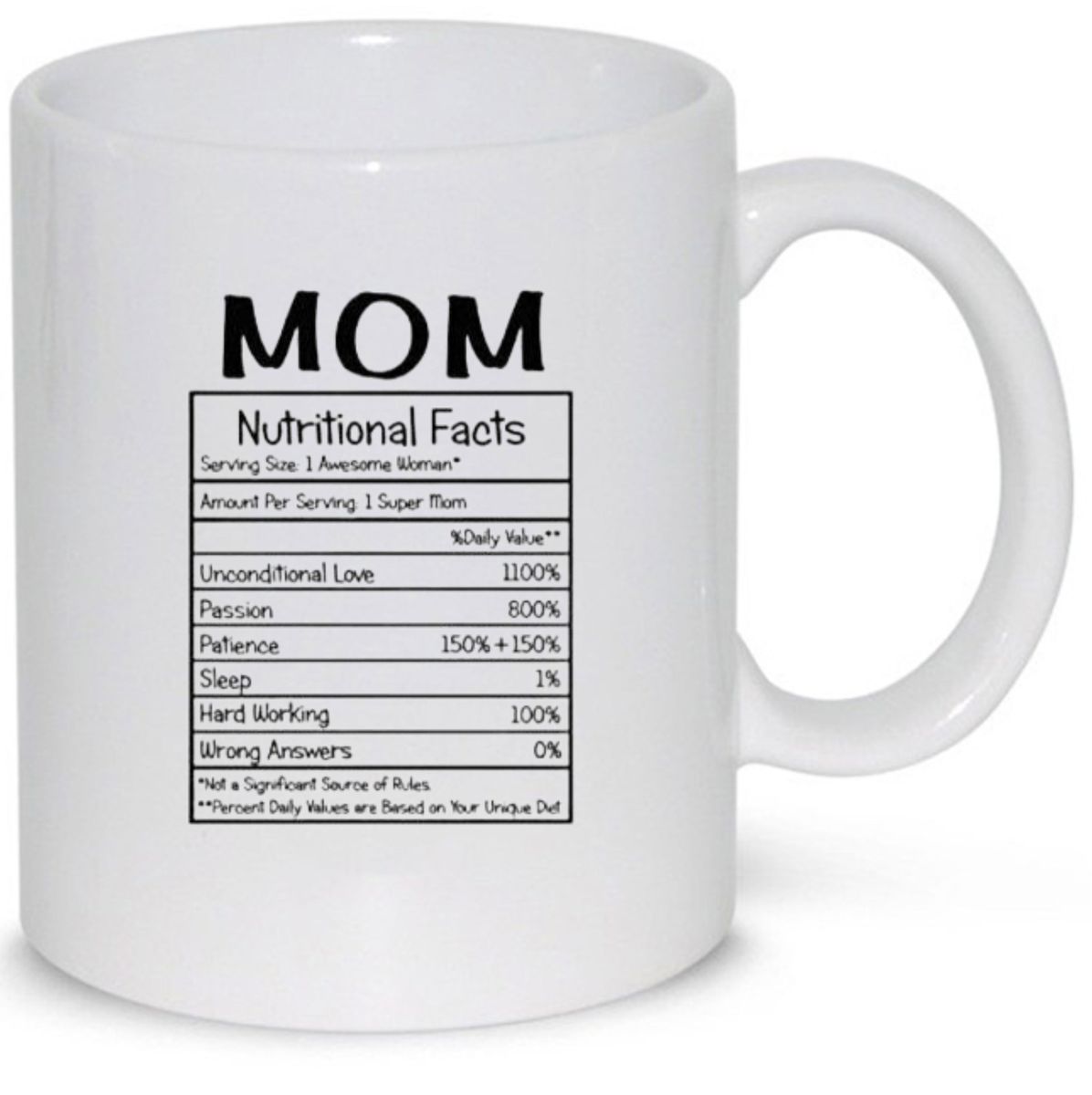 Mom Nutritional Facts Birthday Christmas Mother's Day Gift Mug | Shop ...