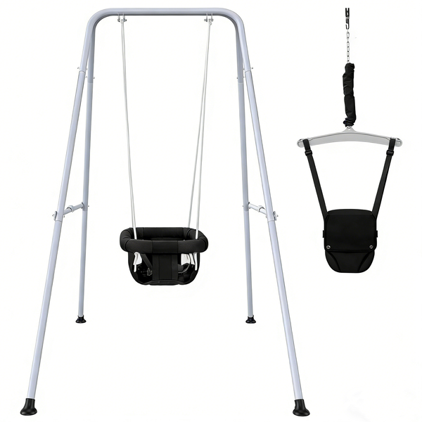 2-in-1 Swing Set Baby Jumper and Bouncer with Foldable Stand Indoor Outdoor