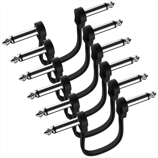 6 Pack 6 Inch Guitar Patch Cable, Instrument Guitar Pedal Cable Right Angle