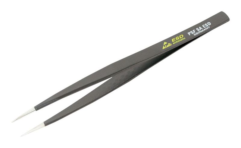Wiha (44523) Tweezer, ESD, Straight, Round, Stainless Steel, 125 mm