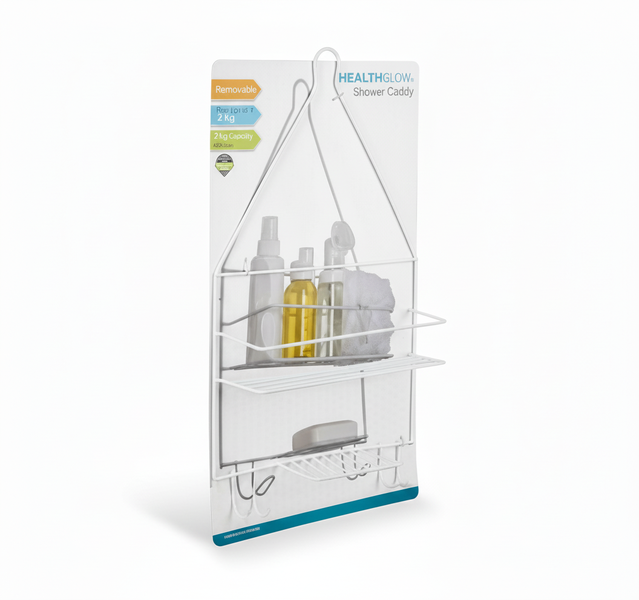 Healthglow Metal Shower Caddy - Rust-Resistant, 45x25 cm