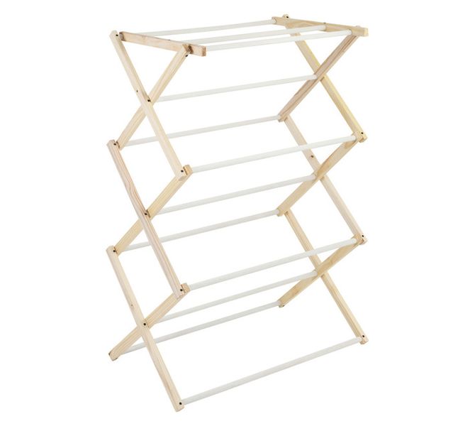 Household Folding Wooden Clothes Drying Rack