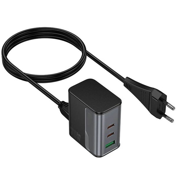 USB/Type-C Wall Charger 70W, QC3.0,PD,3 Ports, With Network Cable PK