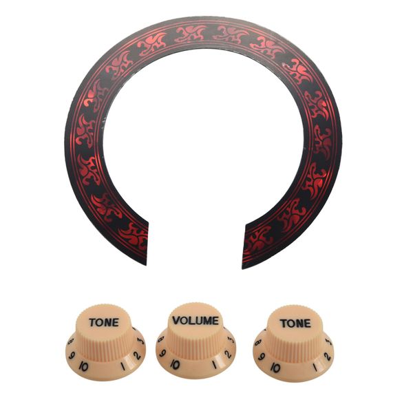 Cream Dark Blue Font 1 Volume&amp; 2 Tone Guitar Control Knobs