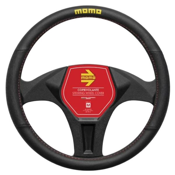 Momo Lap Edition Steering Wheel Protective Cover - Black with Red Stitch