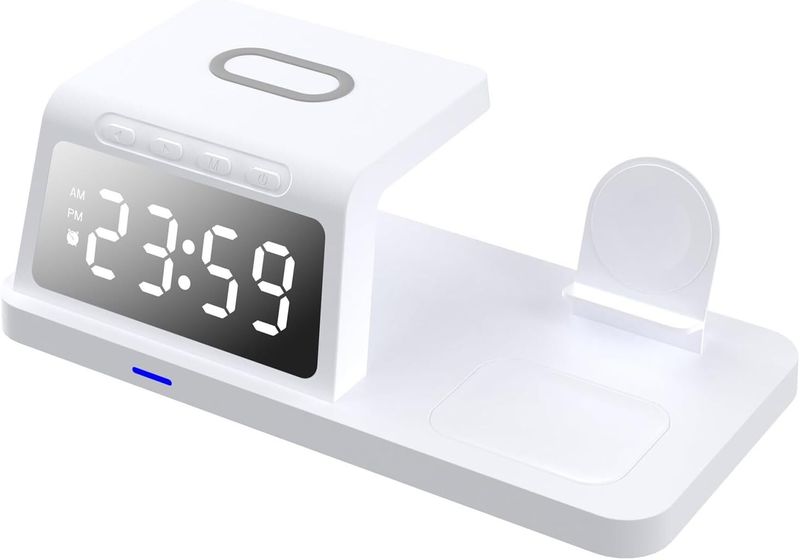4-in-1 Magnetic Wireless Charging Station with Digital Alarm Clock