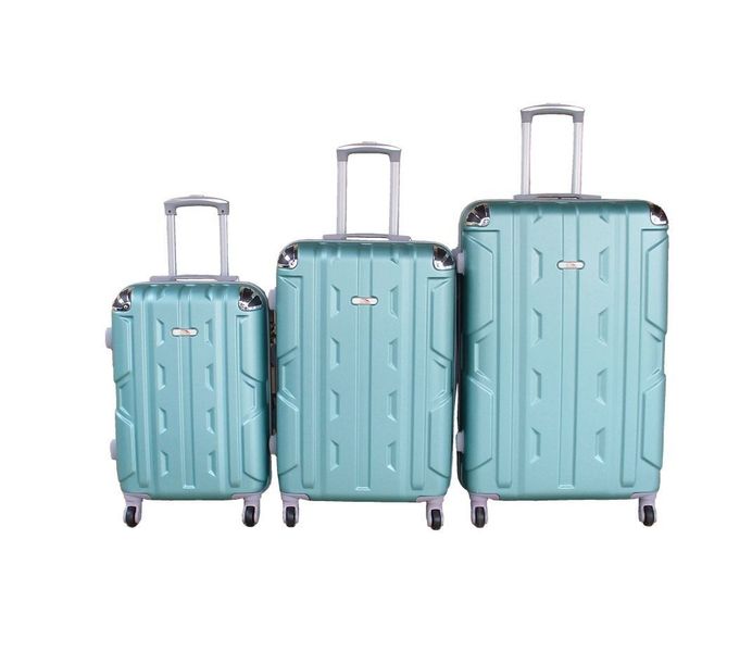 3-Piece ABS Luggage Set - Geometric Design, Spinner Wheels, Mint Colour.