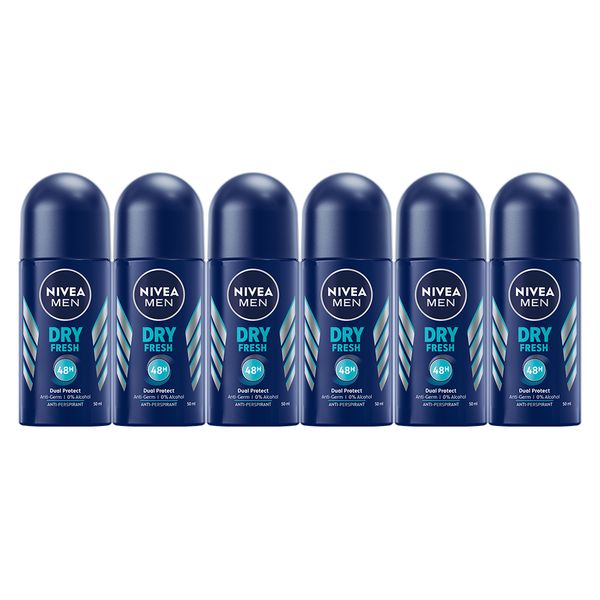 NIVEA MEN Dry Fresh Anti-perspirant Roll-On Deodorant, 6x50ml
