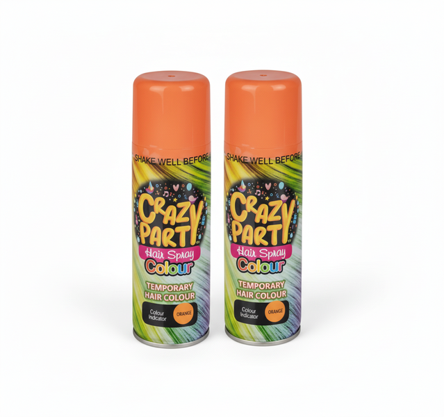 Crazy Party Temporary Hair Color Spray - Vibrant Orange 85 ml - 2 Pack