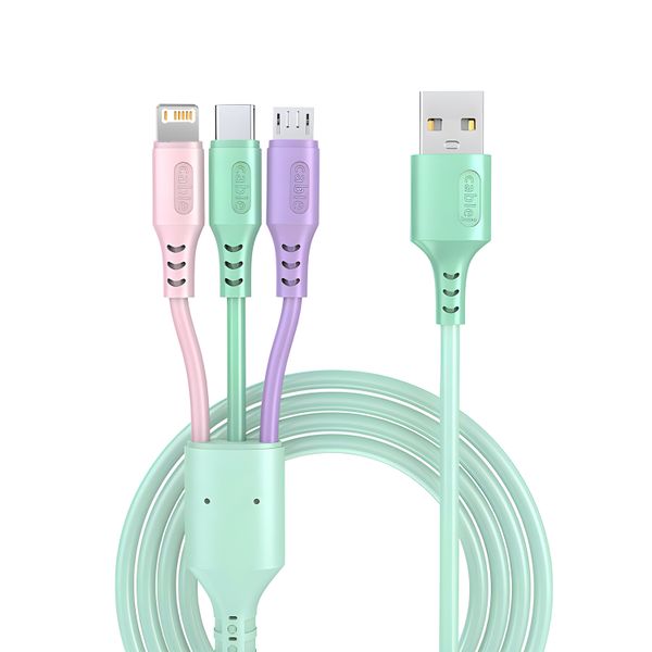 3 In 1 USB Cable Fast Charger Data Cable Micro USB Type C Charging Cord