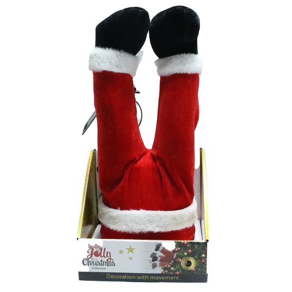 Festive Moving Santa Legs with Clip - 30% Polyester, Extendable Stick