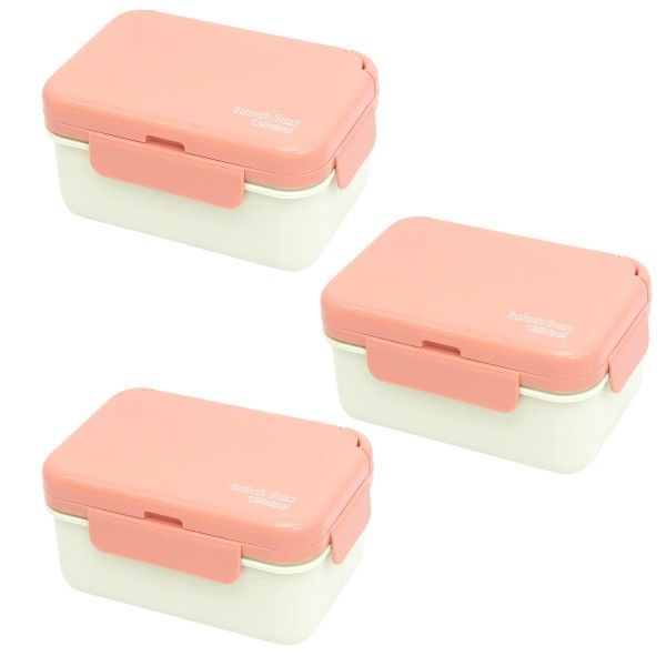 Compartment Plastic Lunch Box - Pink 3-Pack