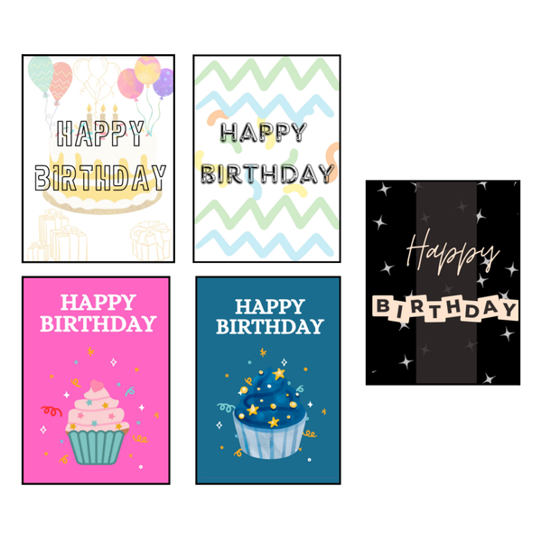 Birthday Cards - A5 (5 Pack)