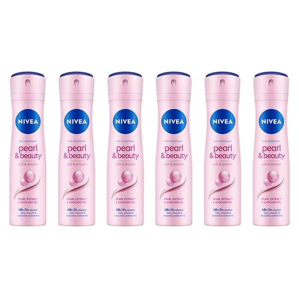 NIVEA Pearl &amp; Beauty Anti-perspirant Deodorant Spray, 6x150ml