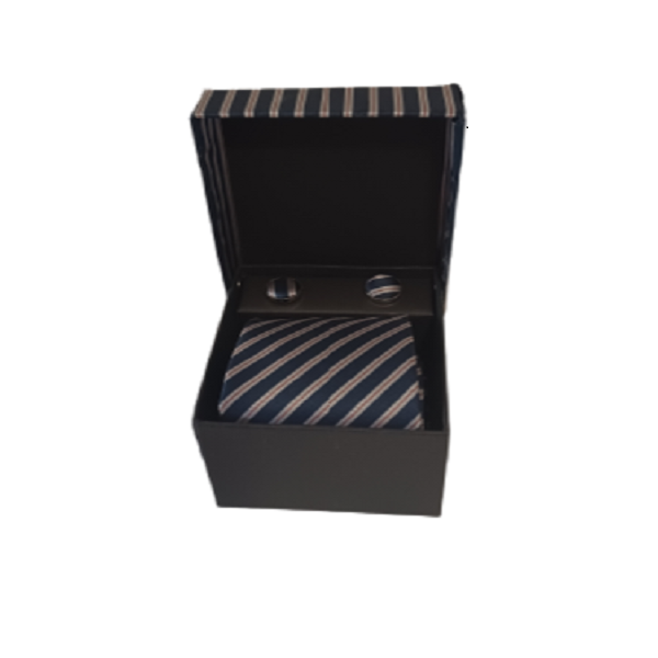 Men Navy and red stripped The Seven Fold Tie-3 Piece