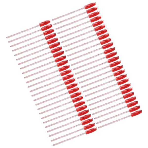 Disposable Eyelash Brushes, 50Pcs ABS Eyebrow Brush Wands Red