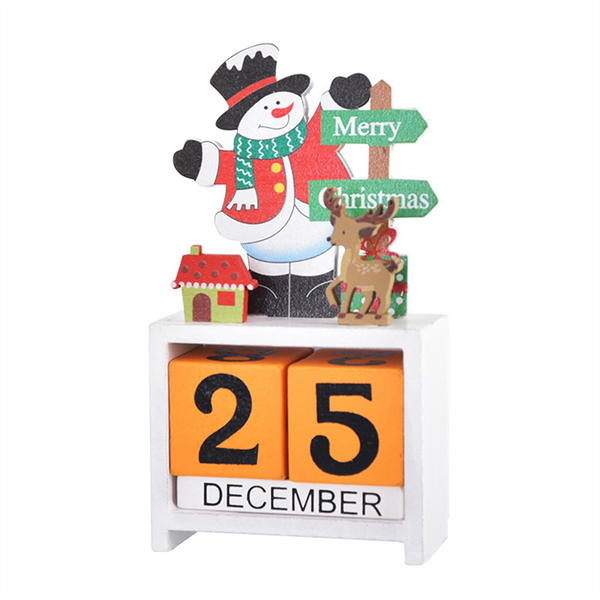 Table Calendar Tabletop Number Date Wooden Blocks Calendar C