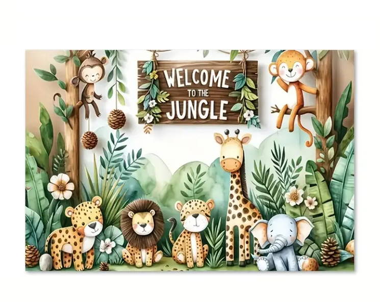 Welcome To The Jungle Party Backdrop Banner