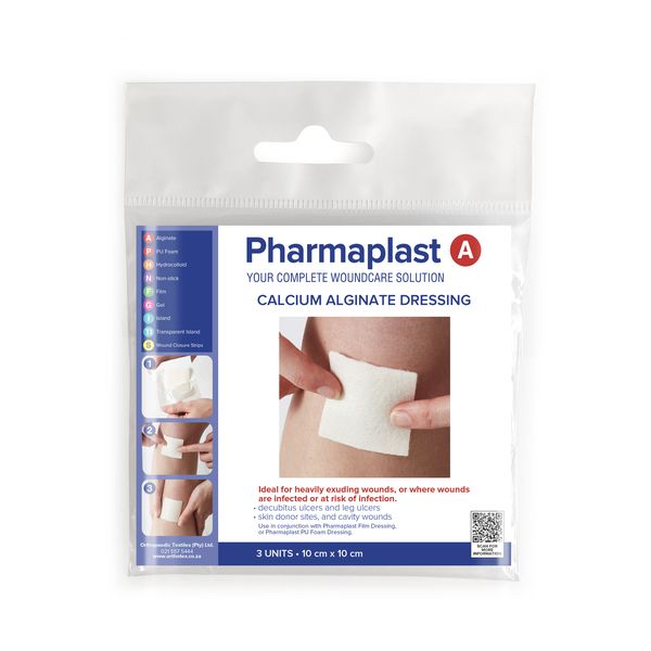Pharmaplast Calcium Alginate Dressing 10x 10cm (3 Pieces)