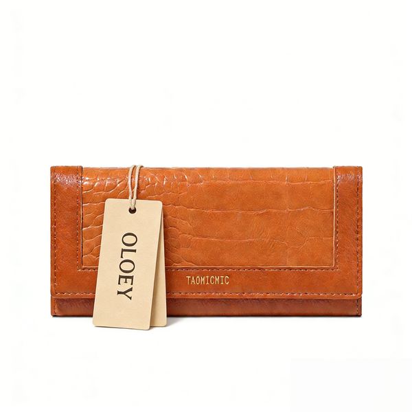 OLOEY Crocodile-patterned PU leather ladies' wallet, card case ID bag