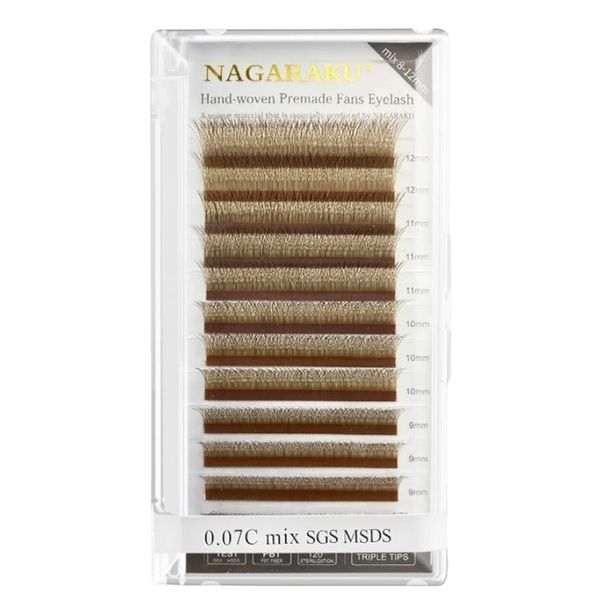 Nagaraku Professional 3D Clover Fans Caramel Mixed Length - 0.07/C/8-12mm