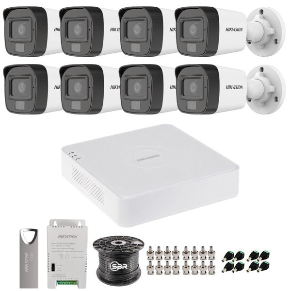 Hikvision 8CH Smart Hybrid Light Kit -Cameras With Audio-No HDD -SBR Bundle