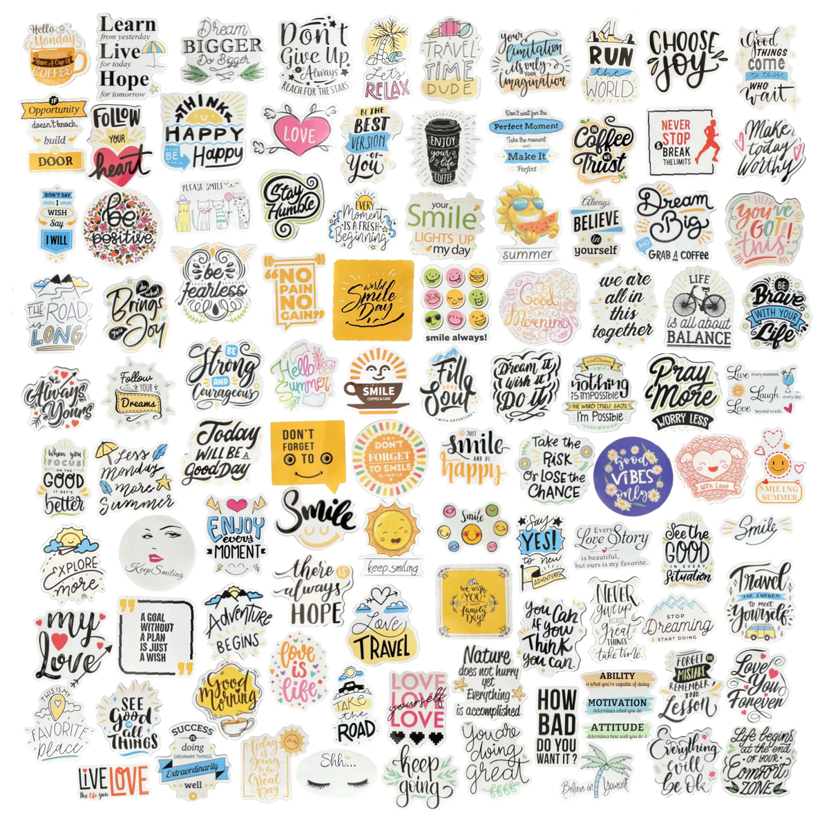 100 Vinyl Stickers Inspirational Motivational Creative Arts Crafts