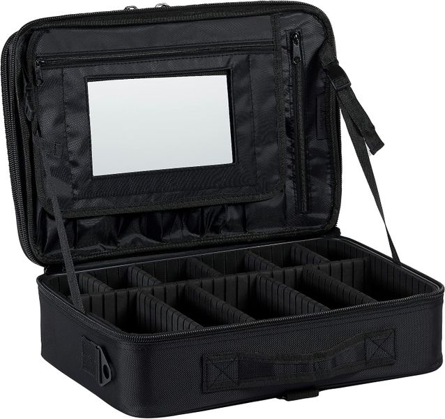 Travel Makeup Bag with Mirror and Zipper Closure