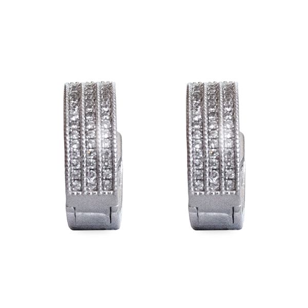 Sterling Silver Huggy Earring With Cubic Zirconia
