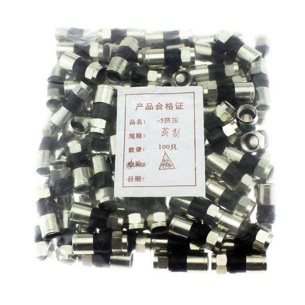 100Pcs/Bag Waterproof 75-5 Rg6 Extruded F-Head Compatible with Universal