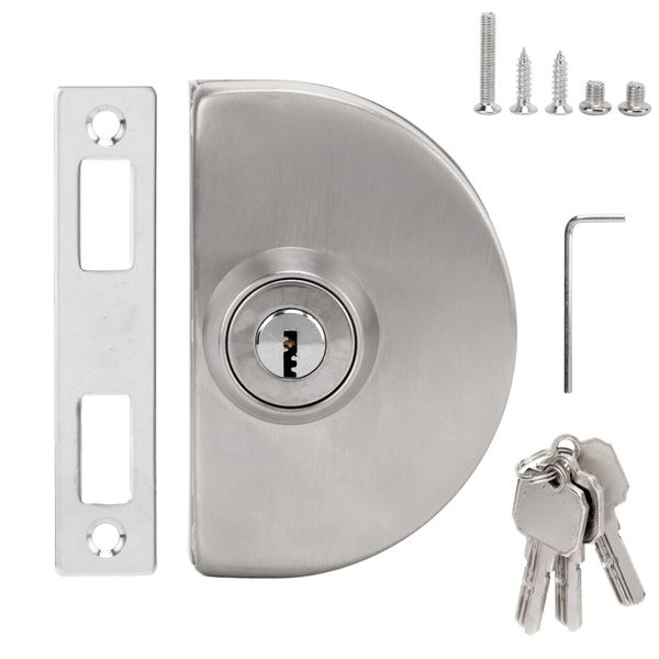 Half-round office glass door lock