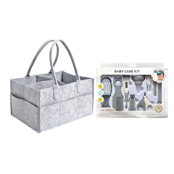 Belecoo 10-in-1 Baby Care Kit with Foldable Diaper Caddy Bag - Grey