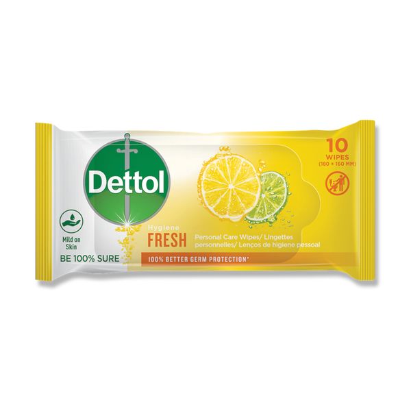 Dettol 10s, Personal Care Wipes, Fresh