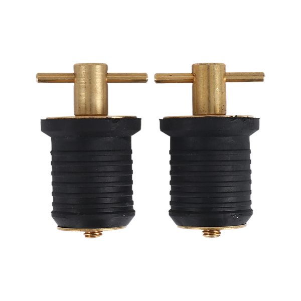2 Pcs T-Handle Drain Plug Boat Rubber Plugs with Brass Handle