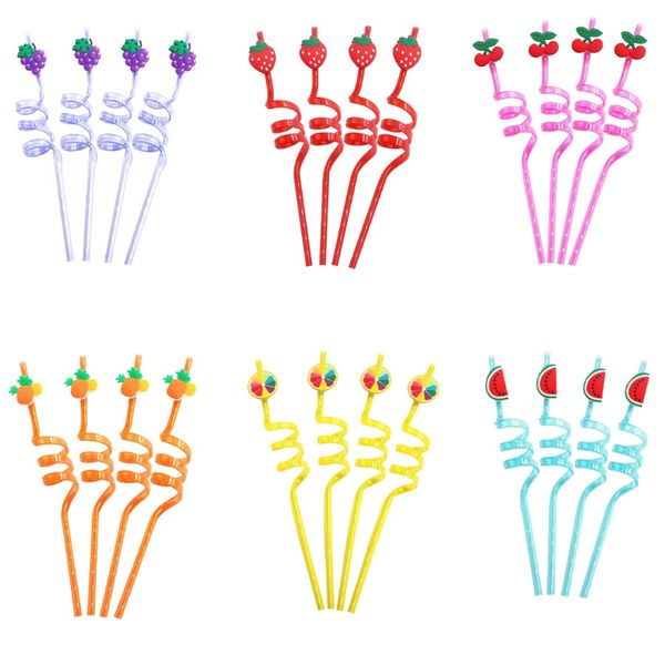 24Pcs Reusable and Durable Colorful Birthday Themed Party Straw, 6 Patterns