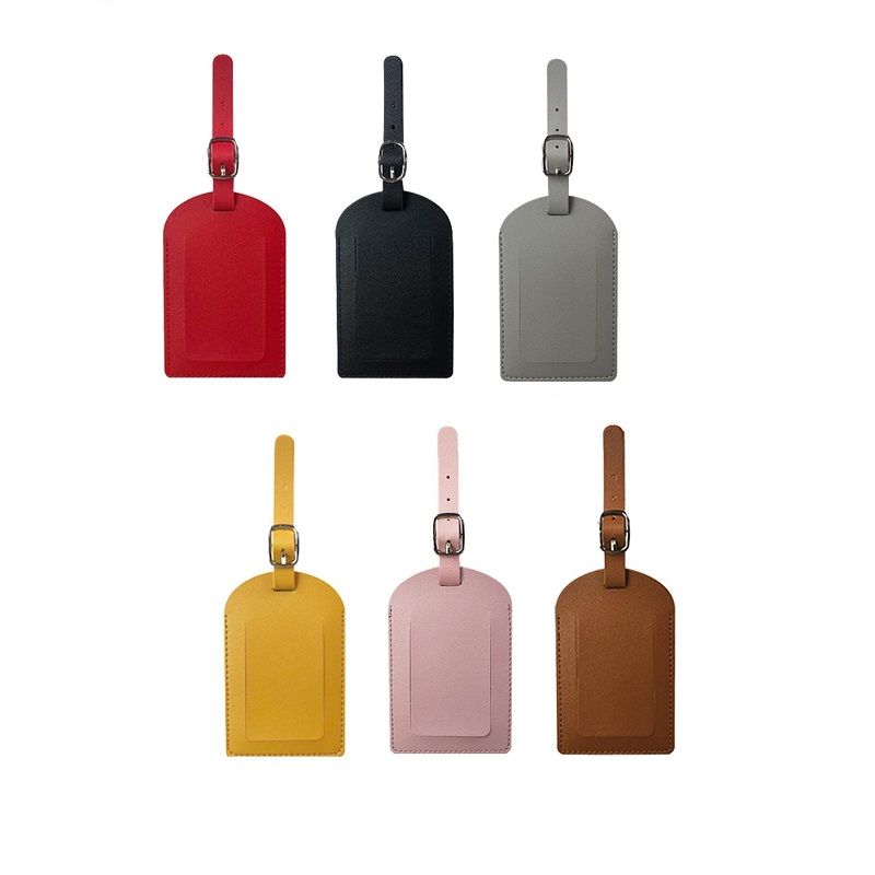 PU Leather Luggage Tag Privacy Cover with Adjustable Strap - 6 Piece