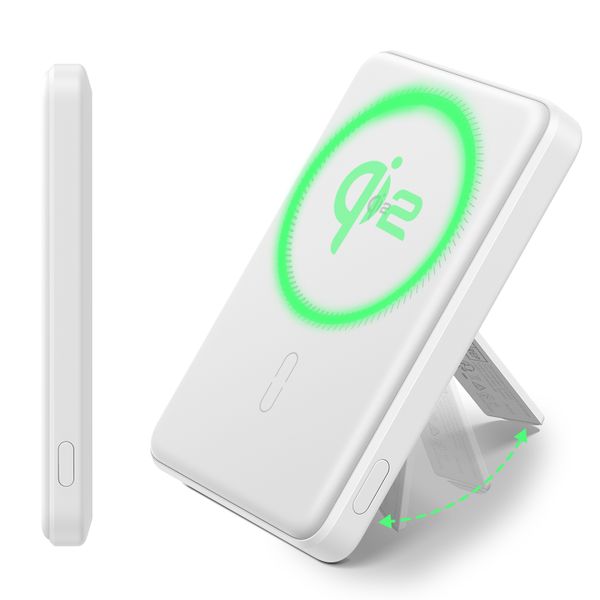 ESR Qi2 15W MagSlim Kickstand Fast Charging MagSafe Power Bank - 5000 mAh