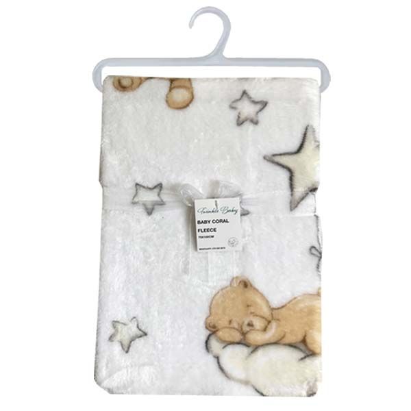 Baby Blanket Coral Fleece Bear Star Cloud - 75x100cm