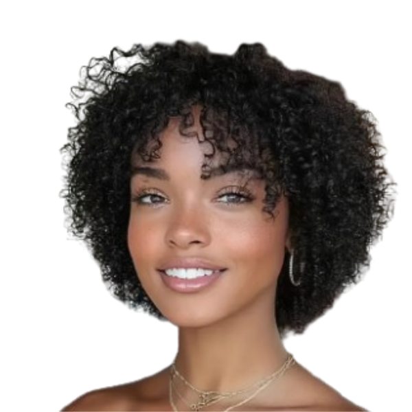 Human Hair Short Curly Fringe Wig