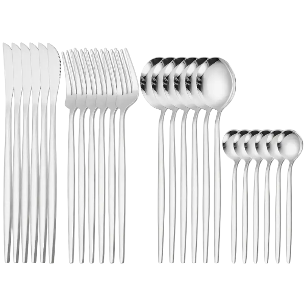 24-Piece Premium Stainless Steel Cutlery Set - Silver