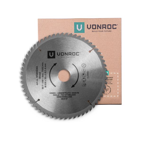 VONROC Saw Blade for Mitre Saw - 216 x 30mm - 60T