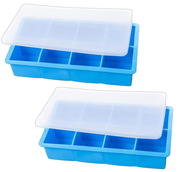 GLOOPIE Silicone Ice Trays With Lid - Double Pack