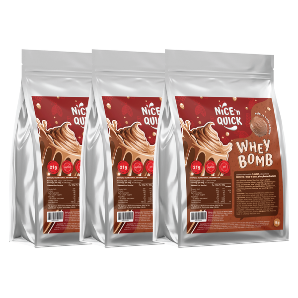 Nice 'n Quick Whey Bomb Nutella Bomb Flavour (Value Pack 3 x 1kg)
