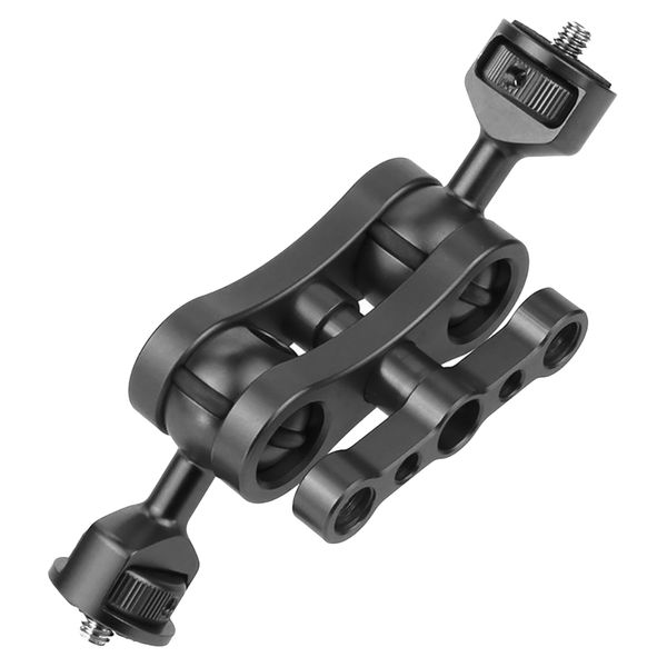 Double 1/4 Ball Head Adapter Magic Arm Crab Clamp Bracket - Black