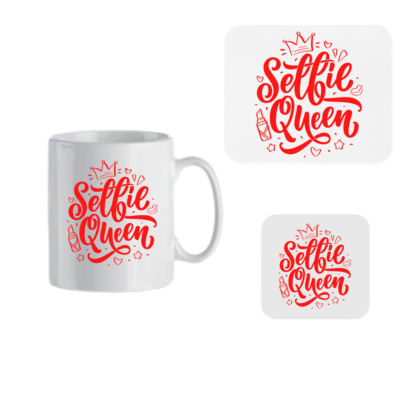 Mug, Coaster and Mouse Pad Combo - Selfie Queen