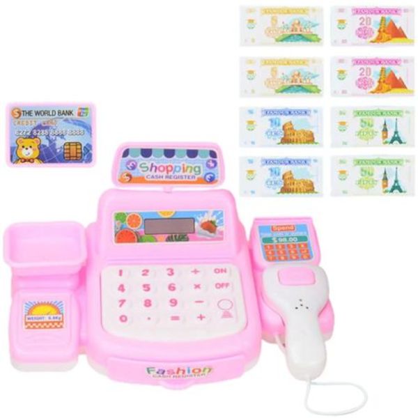 Toy Cash Register Playset Toy Colors Light Sound Effects - Pink