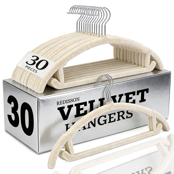 Redisson Luxury Velvet Clothes Hangers Non-Slip Space-Saving - 30 Pack