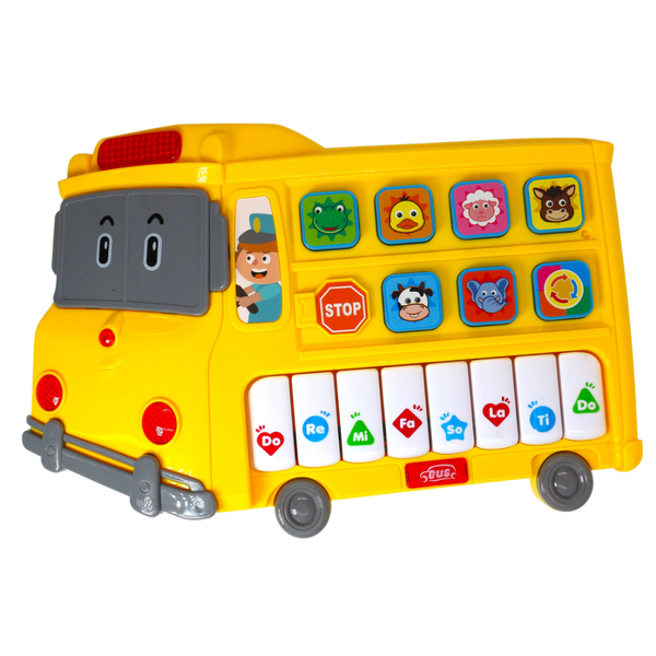 Musical Learning School Bus Toy Note Piano Keys Animal Sounds and Modes