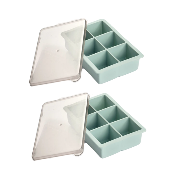 6 Giant Silicone Cube Ice Moulds - 2 Pack