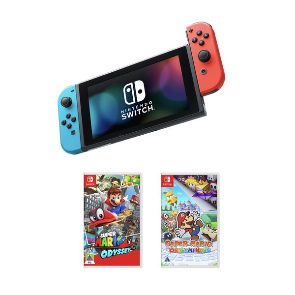 Nintendo Switch Console Red and Neon Blue - Mario Bundle (NS)